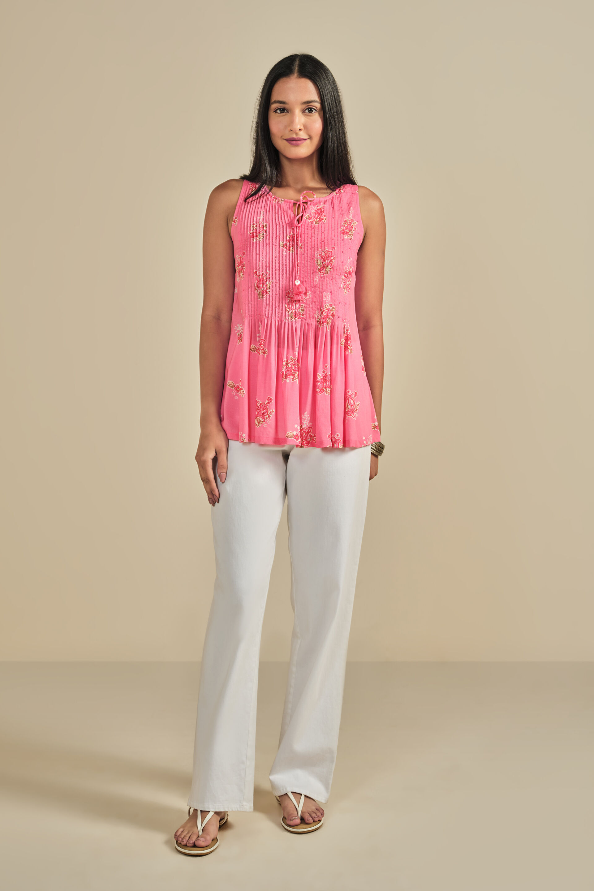 Pataka Floral Modal Top, Pink, image 3